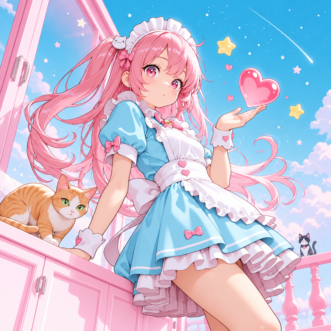 ピンク髪の女性のAIイラスト